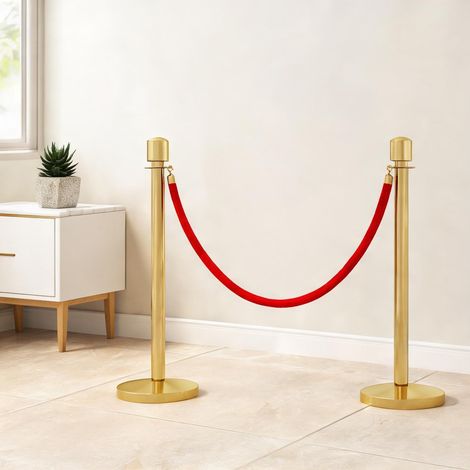 Colonnes de Signalisation Ø32 x 96 cm avec Corde Velours Rouge (1/5)