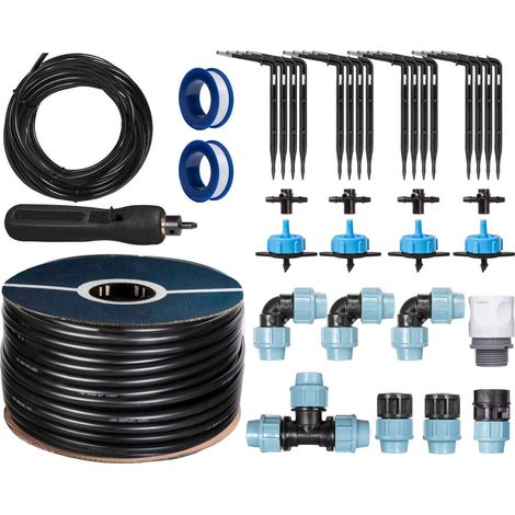 HOLZBRINK Start Set Gewächshaus Bewässerung Bewässerungssystem inkl. 30 m LDPE Verlegerohr 20 mm, 4x Tropfer 8l/h, HTB-09-B-30