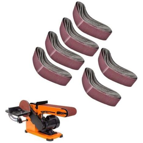 Bande abrasive 100 x 915 mm, bandes abrasives mixtes (grain 60/80/100/120/150/180) pour ponceuses à bande (6 pièces) (1/5)