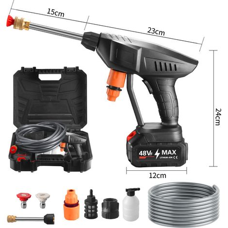 Nettoyeur haute pression sans fil 60Bar – Moteur 600W – Débit max 4L/min – Tuyau 5m – Buse multifonction pour nettoyage efficace (1/5)