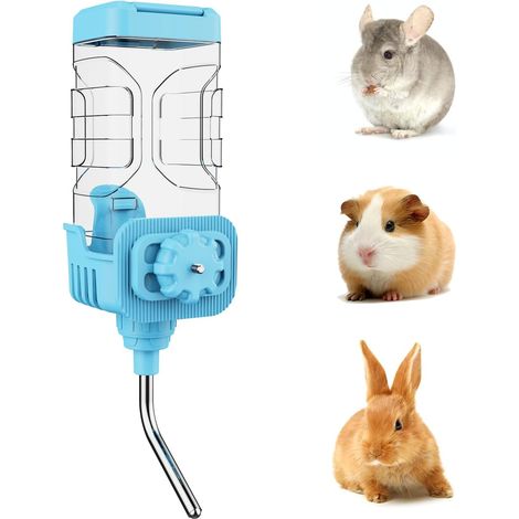 1 Distributeur Eau, 900ML Grande Capacité, Anti-Goutte Acier Inoxydable, Biberon Suspendu PP Sans BPA, pour Lapin Cochon d'Inde (1/5)