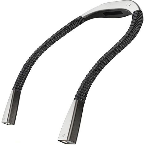 Lámpara de escritorio portátil, 2000 mAh, 3 colores, ajuste para el cuello, ajustable 360°, modo SOS, USB, 5 V, plateada (1/5)