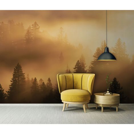 Fototapete Nebelwald Beige 3D-Optik, für Wohnzimmer und Schlafzimmer, 150 x 105 cm – Komplettset inkl. Kleister & Anleitung (1/5)