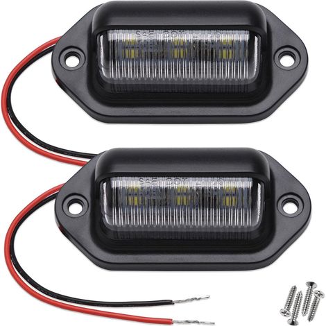 2PCS LED Eclairage Plaque Immatriculation, 12V/24V DC imperméable à l'eau 6SMD LED Feu de plaque d'immatriculation, plaque immatriculation moto,Convient pour camion SUV remorque van RV bateau (1/5)