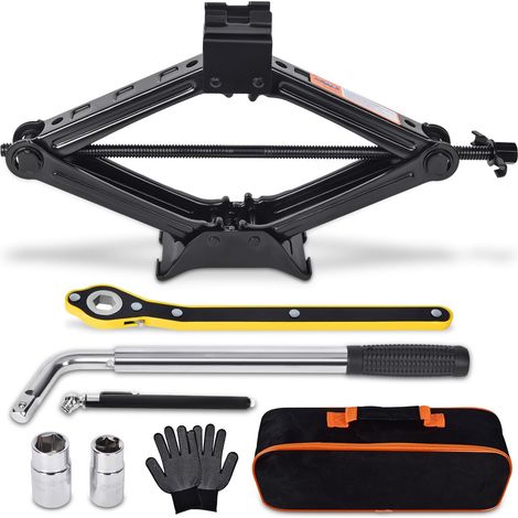 Cric en losange 2 tonnes (4409 lb) avec clé démonte-roue – Kit d'urgence pour voitures, SUV et monospaces (1/5)