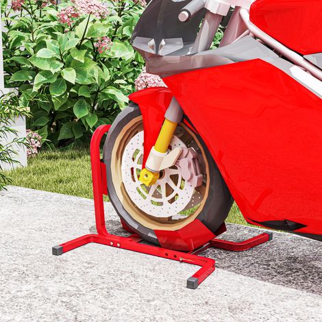 Motorradheber, Werkstattständer, Motorradständer, Radsicherung, 17 bis 21 Zoll, Antirutschpads, Metall, 60 x 55 x 43 cm, rot (1/5)