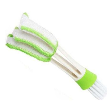 Brosse nettoyante pour stores vénitiens Double-Lamelles avec chiffon microfibre intégré - Lavable et réutilisable, nettoyage à sec ou à l'eau - Brosse intégrée pour saleté solide (1/4)