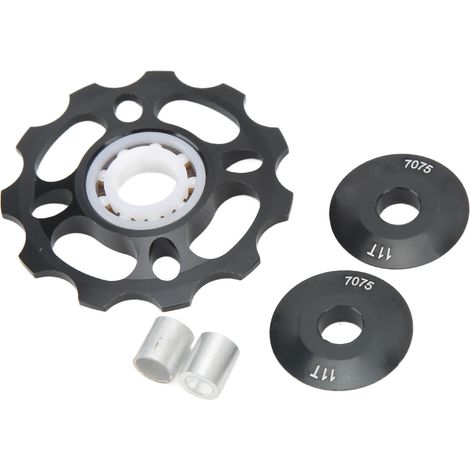 Galet de dérailleur arrière 11 dents à roulements céramiques, en alliage d'aluminium usiné CNC, pour dérailleur 8, 9, 10 et 11 vitesses, noir. (1/5)