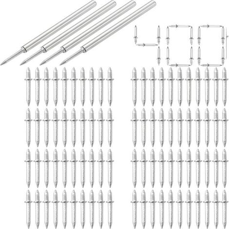 400 clous de plinthe double face sans joint avec 4 outils de manchonnage spéciaux, clous de plinthe en acier au carbone, adaptés à la pose de plinthes murales, de meubles et de panneaux TV. (1/5)
