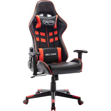 vidaXL Silla de gaming de cuero sintético negro y rojo (1/5)