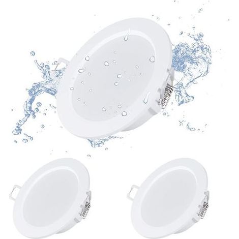 Lot de 3 spots LED encastrés, 12W, 4" ouverture 110-135mm, 145mm longueur de la face plafonnier encastré rond pour salle de bain/salon/chambre/cuisine (lumière blanche) [Classe d'énergie G (1/5)