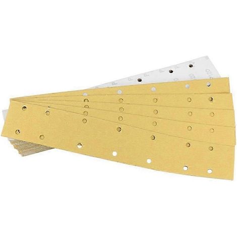 50 feuilles de papier de verre rectangulaire à sec, 14 trous, 70x420mm, pour le ponçage et le polissage automobile, ponceuse pneumatique, flocage auto-adhésif. (1/5)