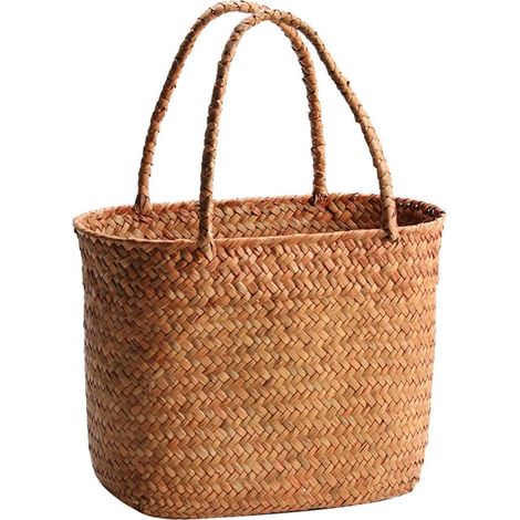 Sacs en osier pour femmes, paniers de courses, sacs de plage, sacs de marché, petits sacs à main d'été en osier pour la randonnée, les voyages et le shopping (1/5)