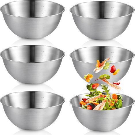 Ensemble De 6 Bols Mélangeurs, Acier Inoxydable, Graduation Précise, Design Empilable, Pour Cuisine Et Camping