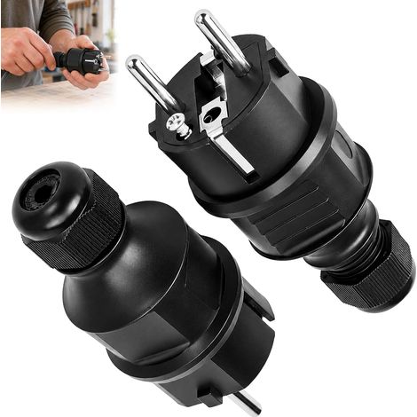 2 Pièces Fiche Male Prise Electrique,Fiche de Protection Robuste en Caoutchouc (1/5)