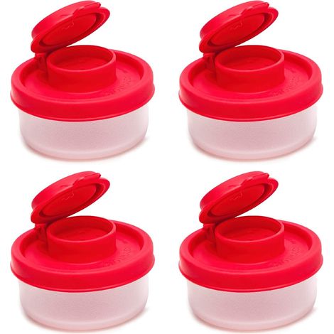 Salière Poivrière - Lot De 4 - Fermeture Hermétique - Pour Voyages Camping Pique-Niques - Plastique Sans Bpa - Rouge (1/5)
