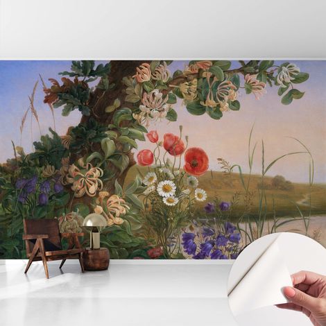 Carta da parati adesiva - lavabile - decorazione murale - per cucina - pellicola decorativa Idillio floreale 416x254 cm (1/5)