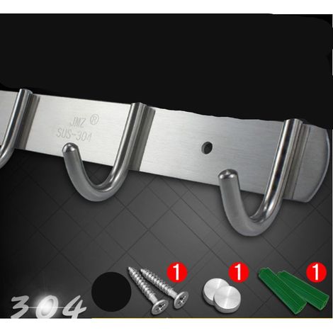 Wandgarderobe – Hakenleiste aus Edelstahl – Für Badezimmer, Schlafzimmer, Büro – 4 Haken – Wand- oder Türmontage (1/5)