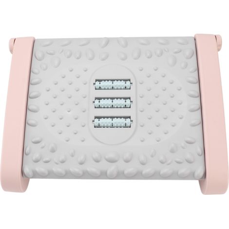 Repose-pieds sous bureau 6 hauteurs réglables, tabouret ergonomique avec texture massage et rouleau pour bureau rose (1/5)