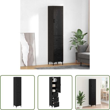 vidaXL Bahut en bois - Haut Armoire Chêne noir 34,5 x 34 x 180 cm Bois d'ingénierie (1/5)