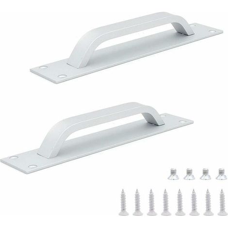 royaluxe - Lot de 2 poignées de porte coulissante en aluminium, 20 cm x 4 cm, argent (1/5)