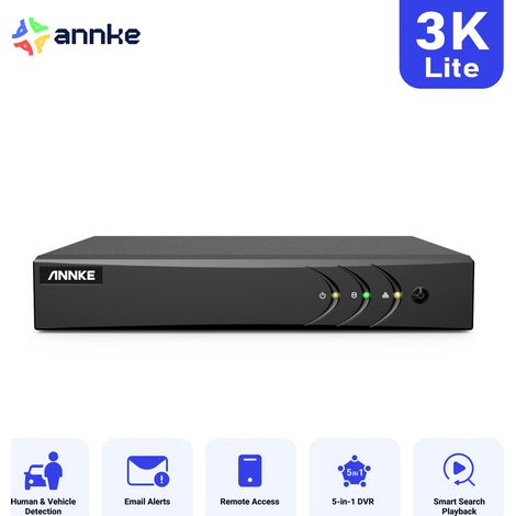 ANNKE 8 Channel 3K Lite Security DVR Recorder AI Human/Vehicle Detection H.265+ 5-in-1 CCTV DVR Supports 2CH IP Cameras (No Hard Drive) (1/5)