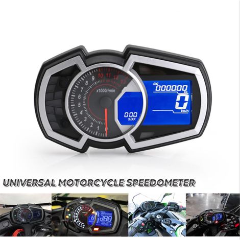 Compteur de vitesse, compteur kilométrique et compte-tours mécaniques LCD universels pour motos 1, 2 et 4 cylindres (1/5)