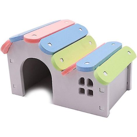 Maison pour hamster en bois naturel, nid, cage, cachette, jouet à mâcher pour petits animaux