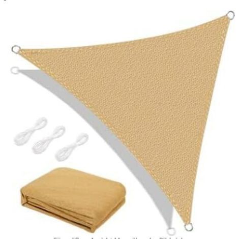 Dreieckiges Sonnensegel, HDPE-Sonnensegel 3x3x3 m, UV-beständig, atmungsaktiv, UV-Schutz für Garten, Terrasse, Camping – Sandfarben (1/5)