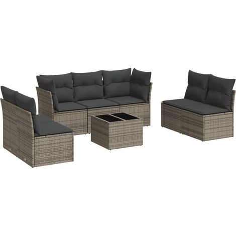 Maison Exclusive - 8-tlg. Garten-Sofagarnitur mit Kissen Grau Pol