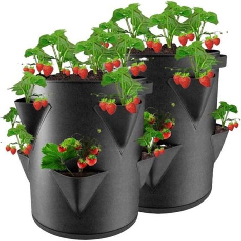 Tour A Fraise, Sac De Plantation Fraise, Sacs en Pot Aux Fraises, 45 X 35 Cm avec 6 Poches LatéRales (1/4)