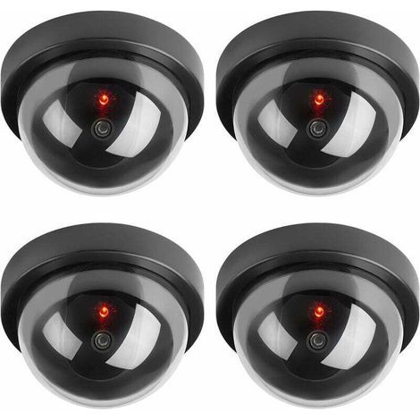 Caméras factices, Fausse de Sécurité Caméra Dôme CCTV avec LED Clignotant Lumière pour Les Entreprises Magasins Accueil, Usage Intérieur Extérieur (4 Pack) (1/4)