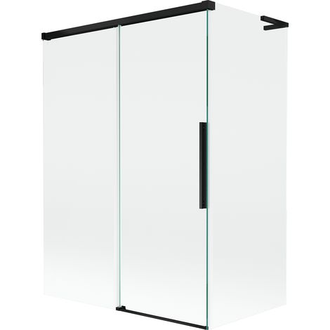 Mexen Rox L Duschwand 2-flügelig verschiebbar 120 + 70 x 150 cm, transparent, schwarz - 8C9L-120-070-70-00