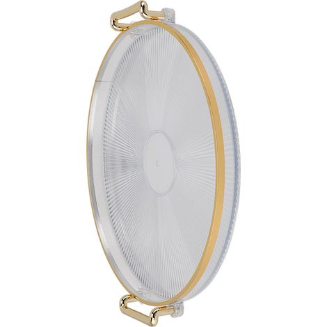 Plateau rond avec poignée dorée, élégant plateau de service multifonctionnel à bordure dorée transparent pour fruits et desserts (1/5)