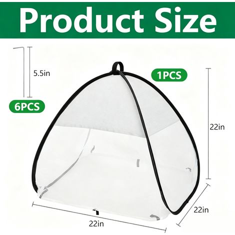 Cloche de protection pop-up pour jardin, filet anti-insectes et anti-soleil, voile fleurs légumes, Composition : 1pcs, Couleur : blanc (1/5)