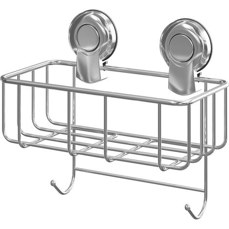 Showerdrape Suctionloc Chrome Steel Suction Wall Mounted Sponge Basket (1/5)