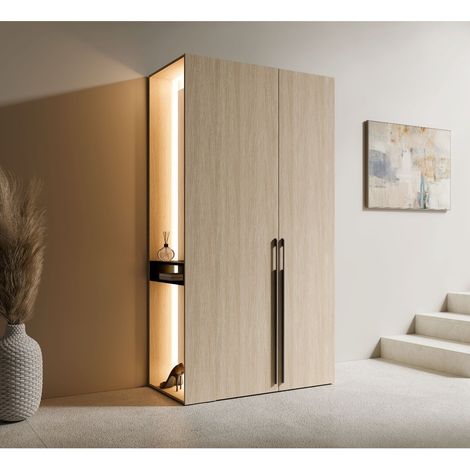 Vestiaire d'entrée moderne en bois avec miroir 110cm ORELIA (1/5)