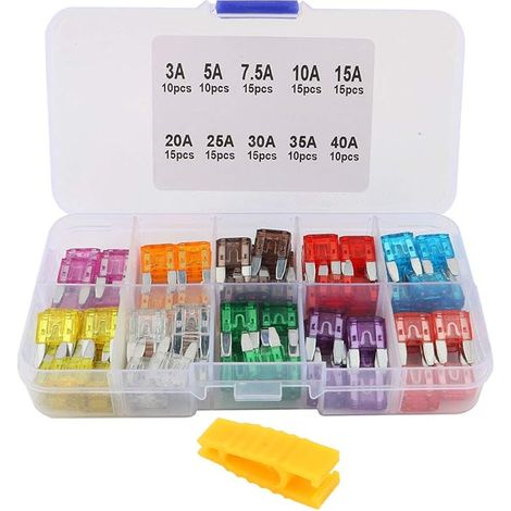 130pcs Car Fuses, Mini Blade Fuses Assortment Kit, with Replacement Fuses Extractor & Storage Box – 3A / 5A / 7.5A / 10A / 15A / 20A / 25A / 30A / 35A / 40A (1/5)