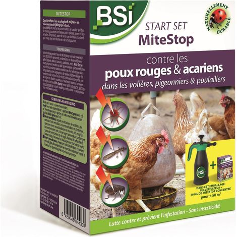 BSI - START SET MITE STOP - KIT CONTRE LES POUX ROUGES - COMBAT ET PRÉVIENT NATURELLEMENT - SANS PESTICIDES - PROTÈGE POULES OU