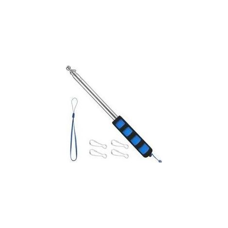 Pole of Drapeau Telescopic 2,5 m Pole of Drapeau with 4 Hooks, Mat for Drapeau Portable for Guides, Camping, Enseignants, Excursions, competitions - Blue (1/5)
