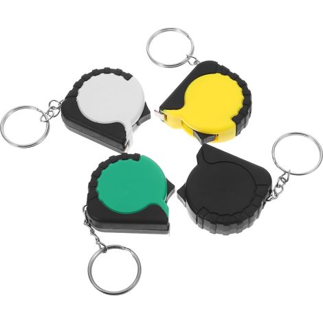 Mini mètre porte-clés, 4 pièces/acier carbone/ABS, rétractable (1/5)