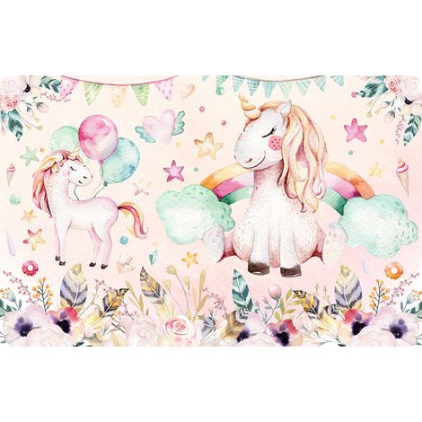 Papier peint panoramique Enfants - Licornes - 130 cm x 84 cm (1/2)