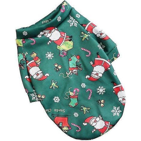 Winterprint Kleiner Hunde-Hoodie Mantel Warme Haustierkleidung für Chihuahua Shih Tzu Sweatshirt Welpen Katzen Pullover Kostüm Haustierkleidung Grün Weihnachtsmann (1/5)