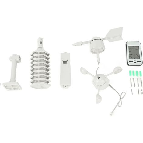 Drahtlose Wetterstation 100m: Misst Temperatur, Luftfeuchtigkeit, Anemometer und Windfahne für den Innen- und Außenbereich. (1/5)