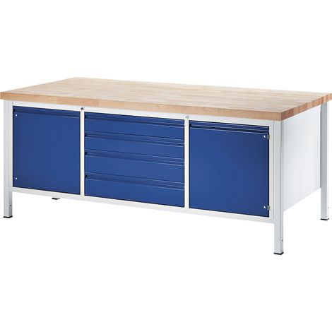 RAU, Établi sur piétement, 4 tiroirs taille XL, 2 portes, (1/2)