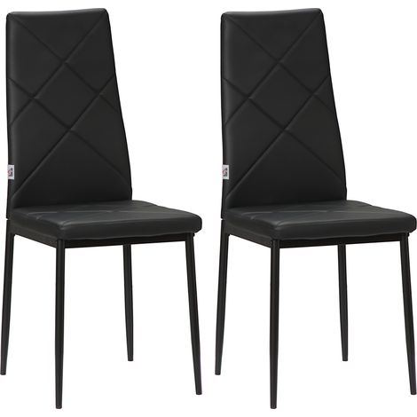 Lot 2 Chaises Salle à Manger Poppo Style Chesterfield Confort Élégante Noir (1/5)