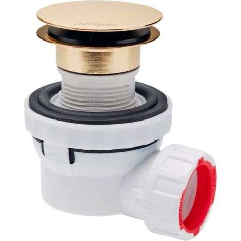 Wirquin Ensemble siphon Lavabo NANO 6.7 Ø32 + bonde Quick-Clac Hauteur 100mm or brossé