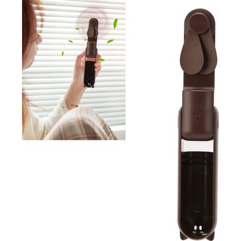 Tragbarer, faltbarer Mini-Ventilator im Cartoon-Stil, per USB aufladbar, kaffeebraune Farbe. (1/5)