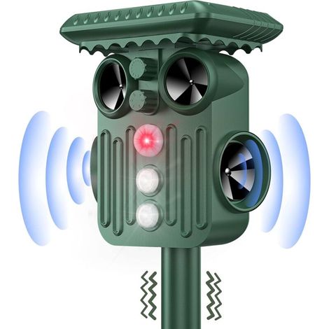 Répulsif Chat Exterieur, Ultrason Solaire Répulsif Chat avec Flash LED, IP66 Étanche Ultrason Animaux Solaire pour Chats, Chiens, Oiseaux, Souris, Serpent (1/5)