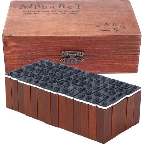 Kit de 70 tampons vintage en bois (lettres et chiffres) pour scrapbooking et loisirs créatifs (1/5)